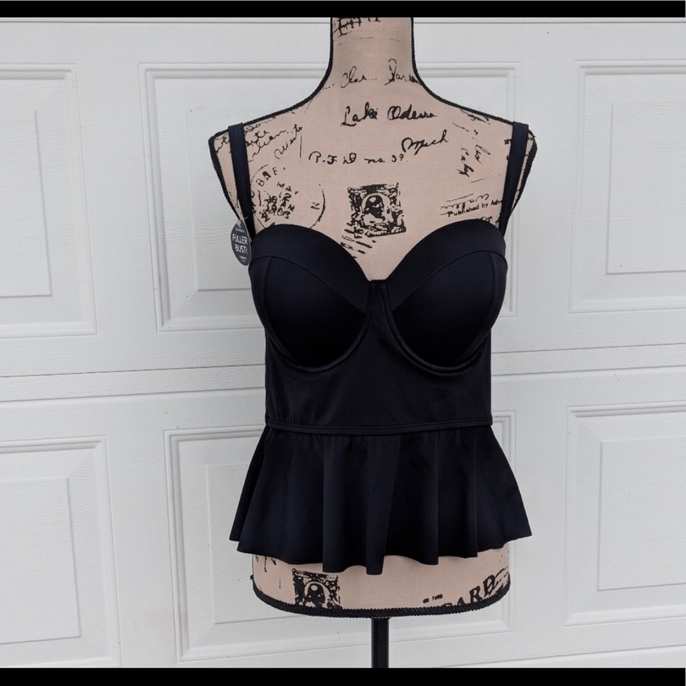 BLACK PUSH-UP MULTIWAY PEPLUM TOP